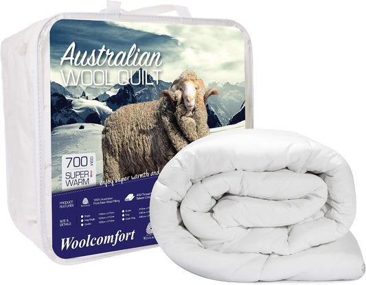 Australian Made Merino Wool Quilt/Doona/Duvet 700GSM (160 x 210cm King Single) - New Condition