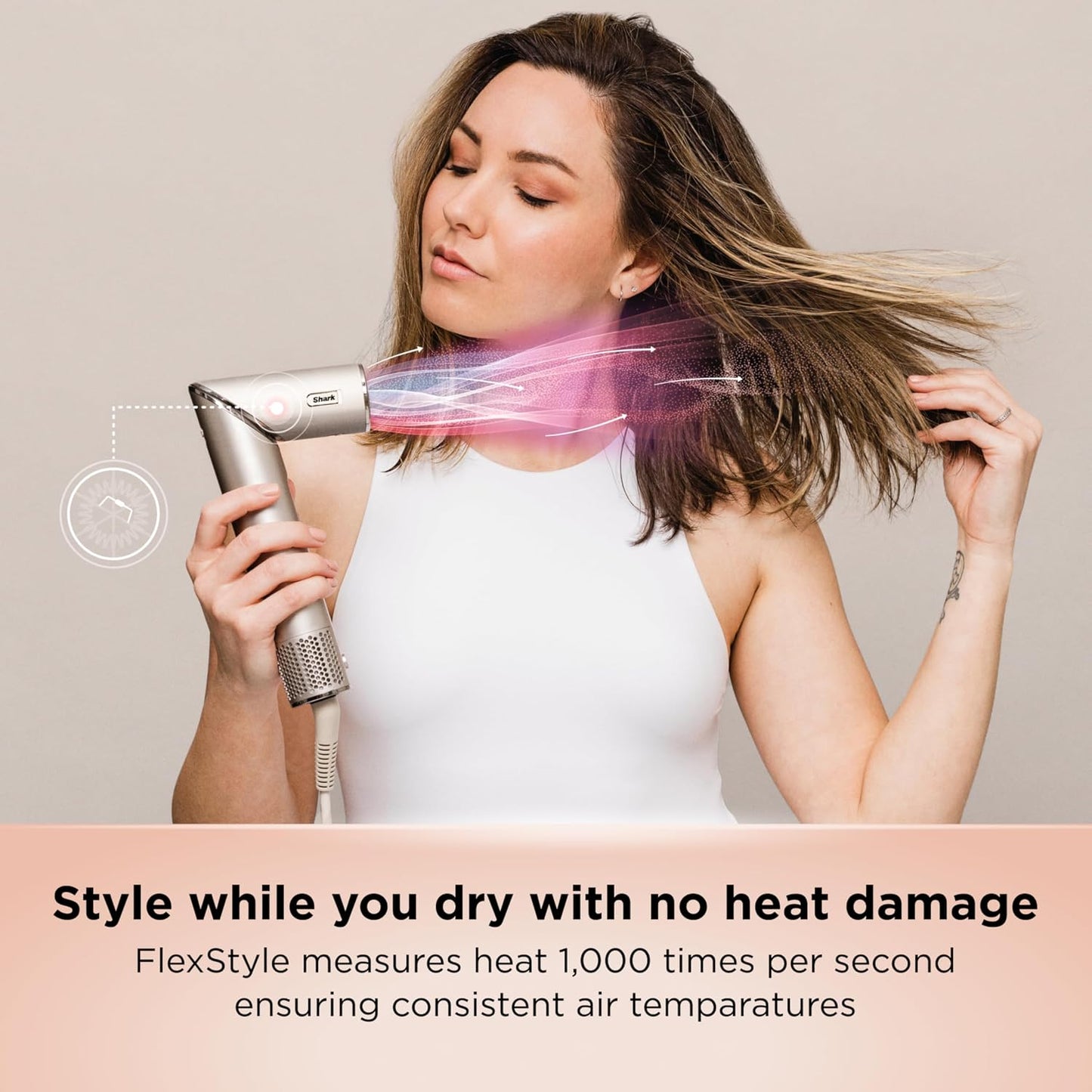 Shark FlexStyle 2-in-1 Professional Hair Dryer & Styling System HD421SLANZ Stone - Excellent Condition