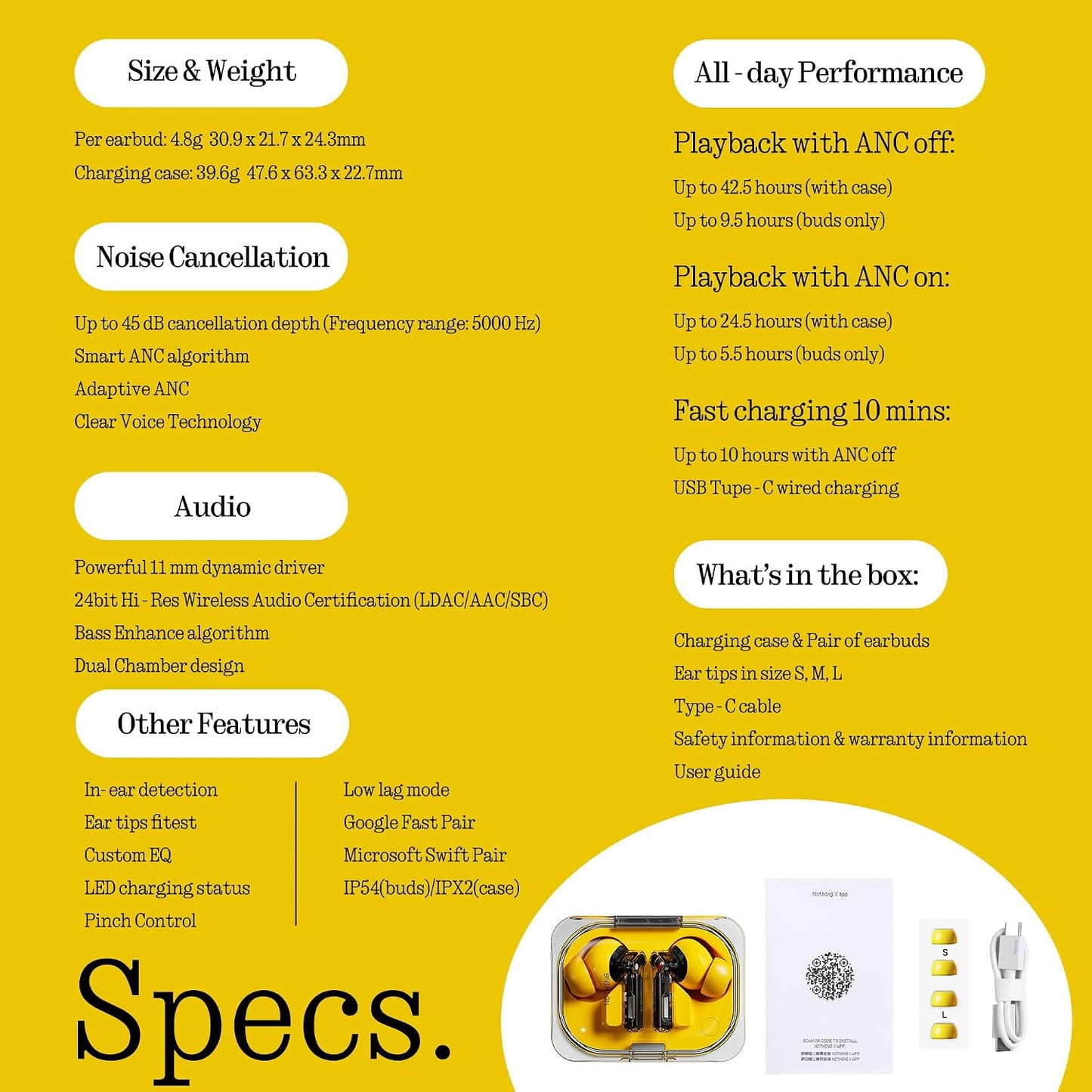 Nothing Ear (a) Wireless Earbuds Yellow - New Condition