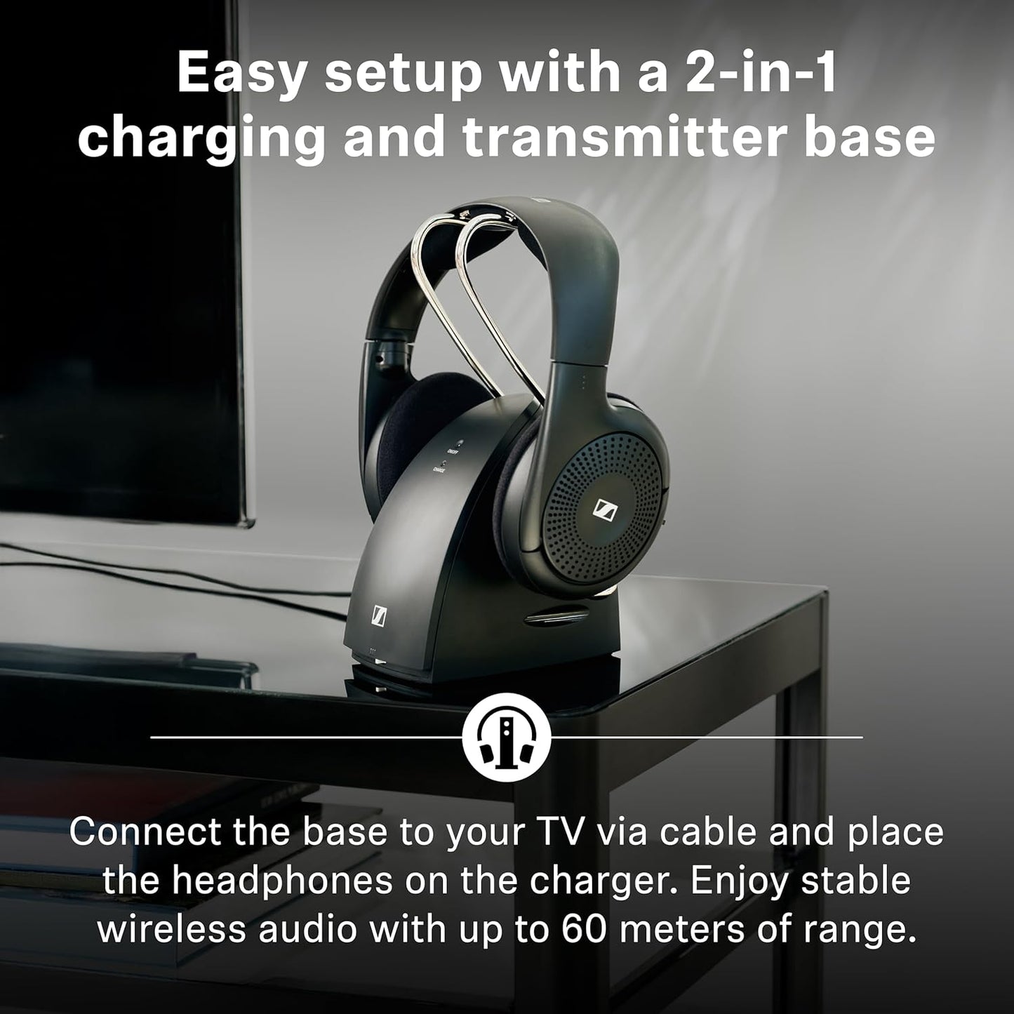 Sennheiser RS 120-W On-Ear Wireless Headphones, Black - Excellent Condition