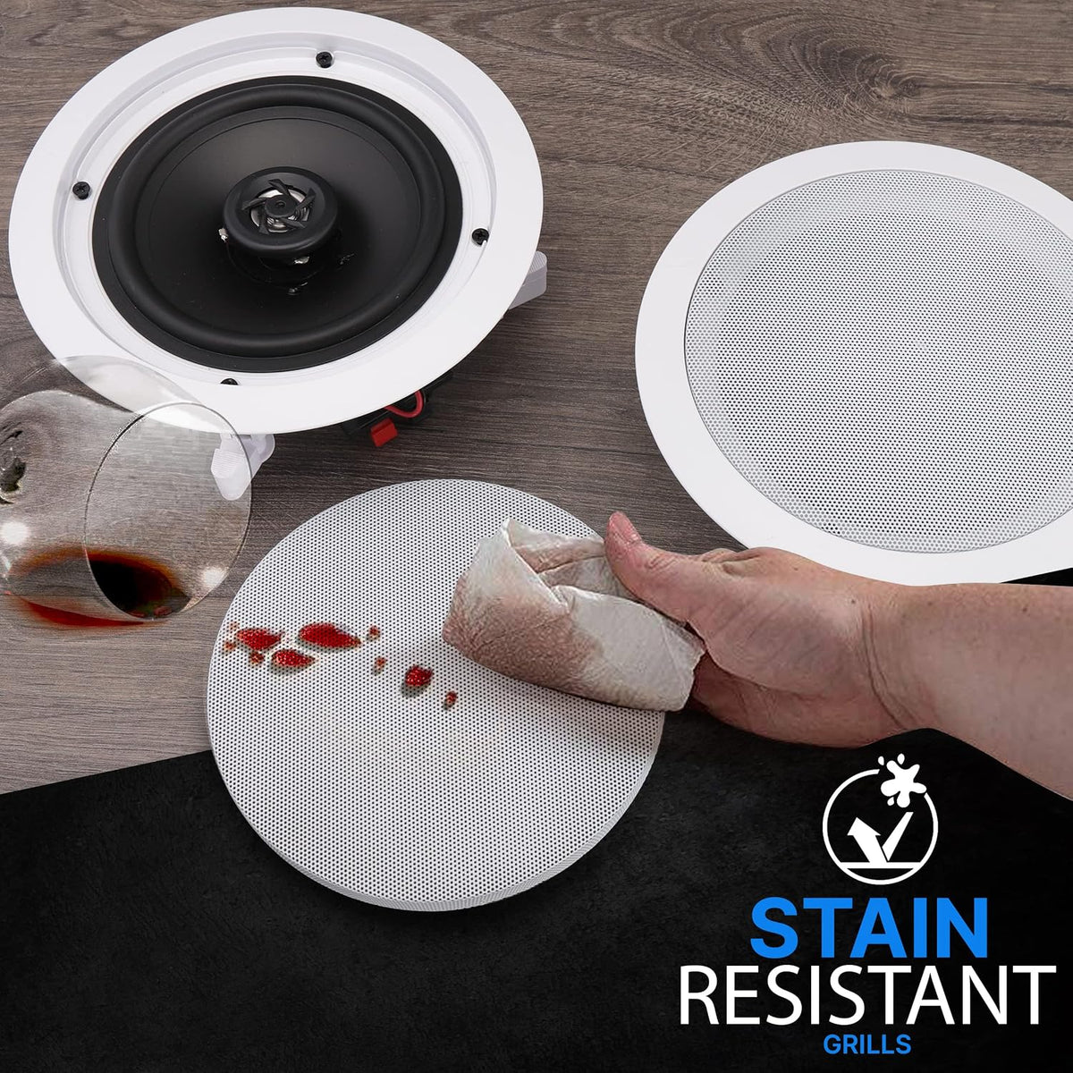 Pyle 6.5" 200W 2-Way In-Ceiling & In-Wall Speakers Pair - New Condition
