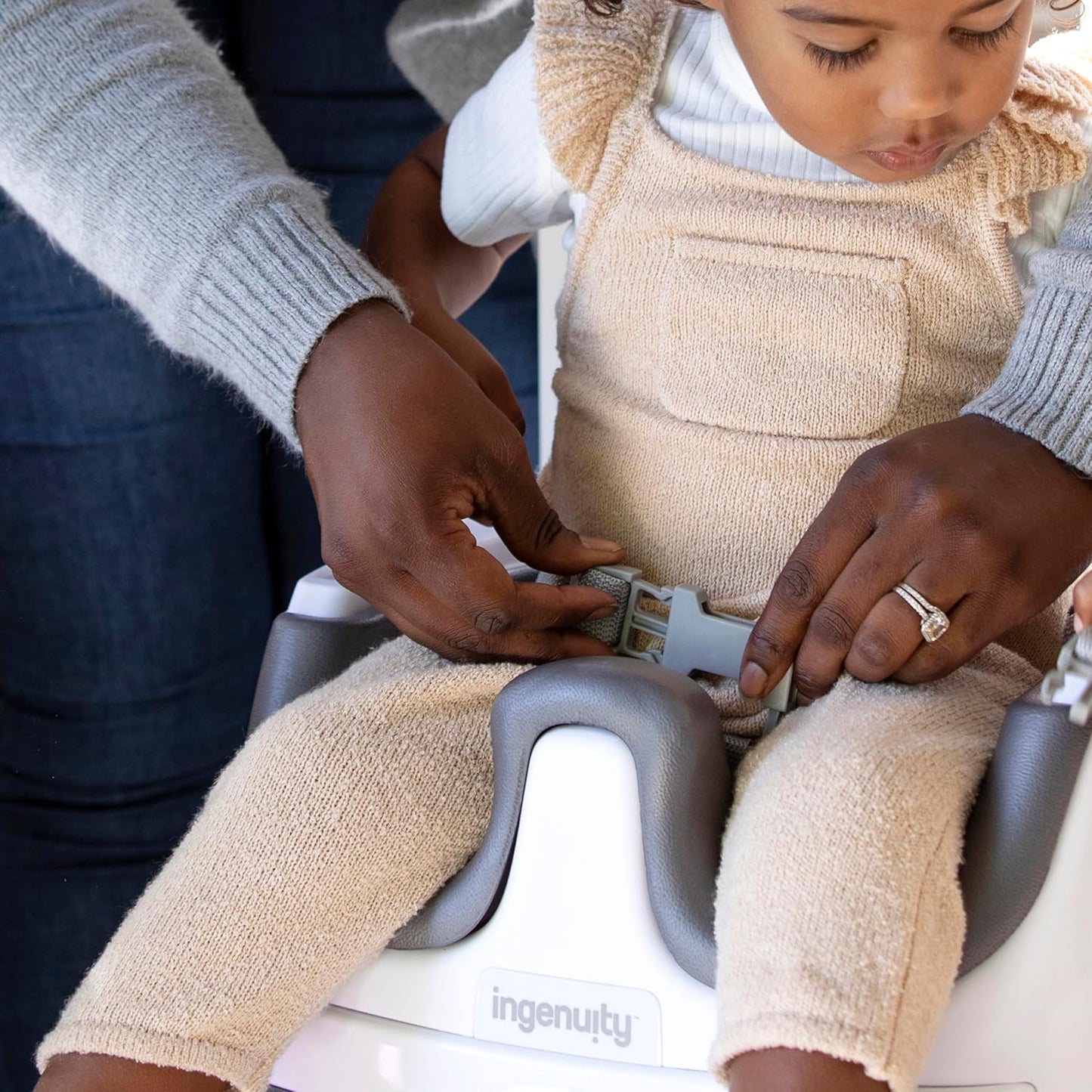 Ingenuity Baby Base 2-in-1 Booster Feeding & Floor Seat with Tray - Slate - New Condition