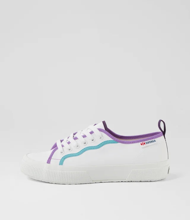 Superga 2750 Cotu Classic 2025 Unisex Sneakers – Curly Bindings White Fuchsia Green (US Women's 8 / Men's 6.5) - New Condition