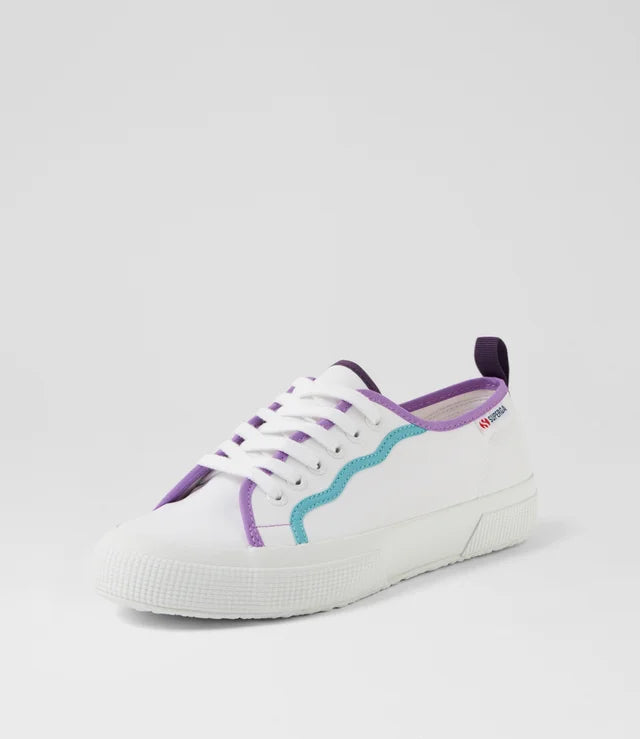 Superga 2750 Cotu Classic 2025 Unisex Sneakers – Curly Bindings White Fuchsia Green (US Women's 8 / Men's 6.5) - New Condition