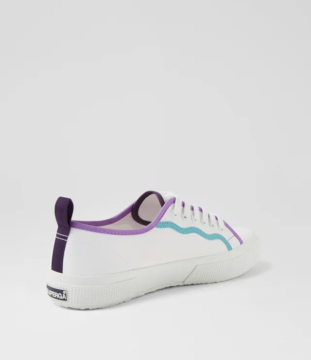 Superga 2750 Cotu Classic 2025 Unisex Sneakers – Curly Bindings White Fuchsia Green (US Women's 8 / Men's 6.5) - New Condition