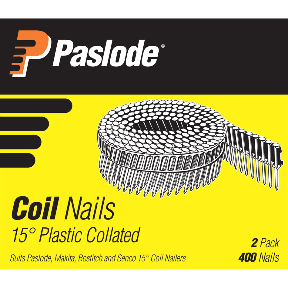 Paslode Ring Hot Dipped Galvanised Plastic Collated Coil Nails 400 Pieces Pack - New Condition
