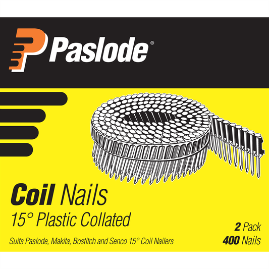 Paslode Ring Hot Dipped Galvanised Plastic Collated Coil Nails 400 Pieces Pack - New Condition