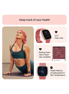 Fitbit Versa 4 Fitness Smartwatch – GPS, Heart Rate, Sleep & Exercise Tracking (Pink Sand/Copper Rose) - Excellent Condition