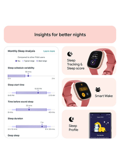 Fitbit Versa 4 Fitness Smartwatch – GPS, Heart Rate, Sleep & Exercise Tracking (Pink Sand/Copper Rose) - Excellent Condition