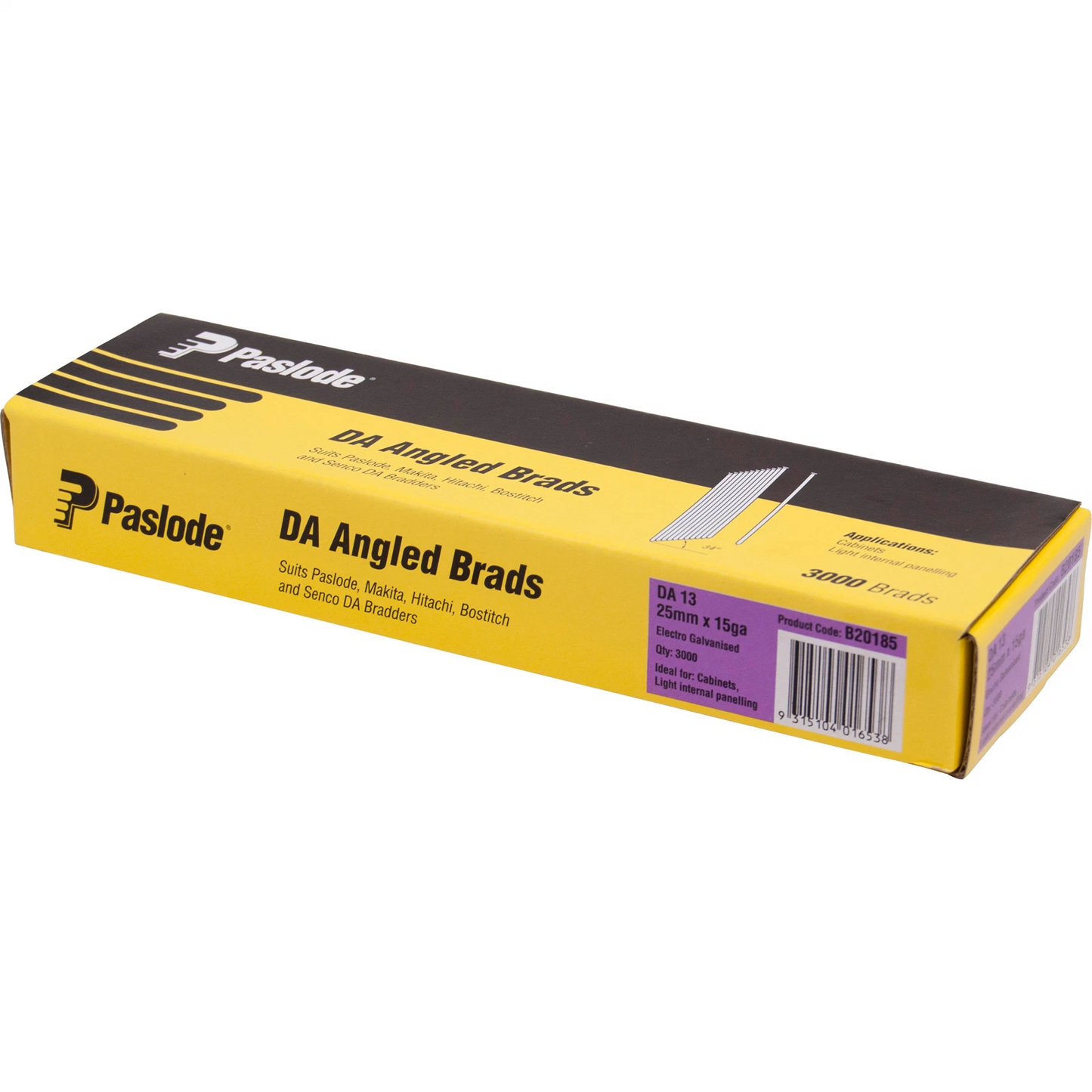 Paslode 32mm 15 Gauge DA Series Electro Galvanised Brad Nails 3000 Pieces Pack - New Condition